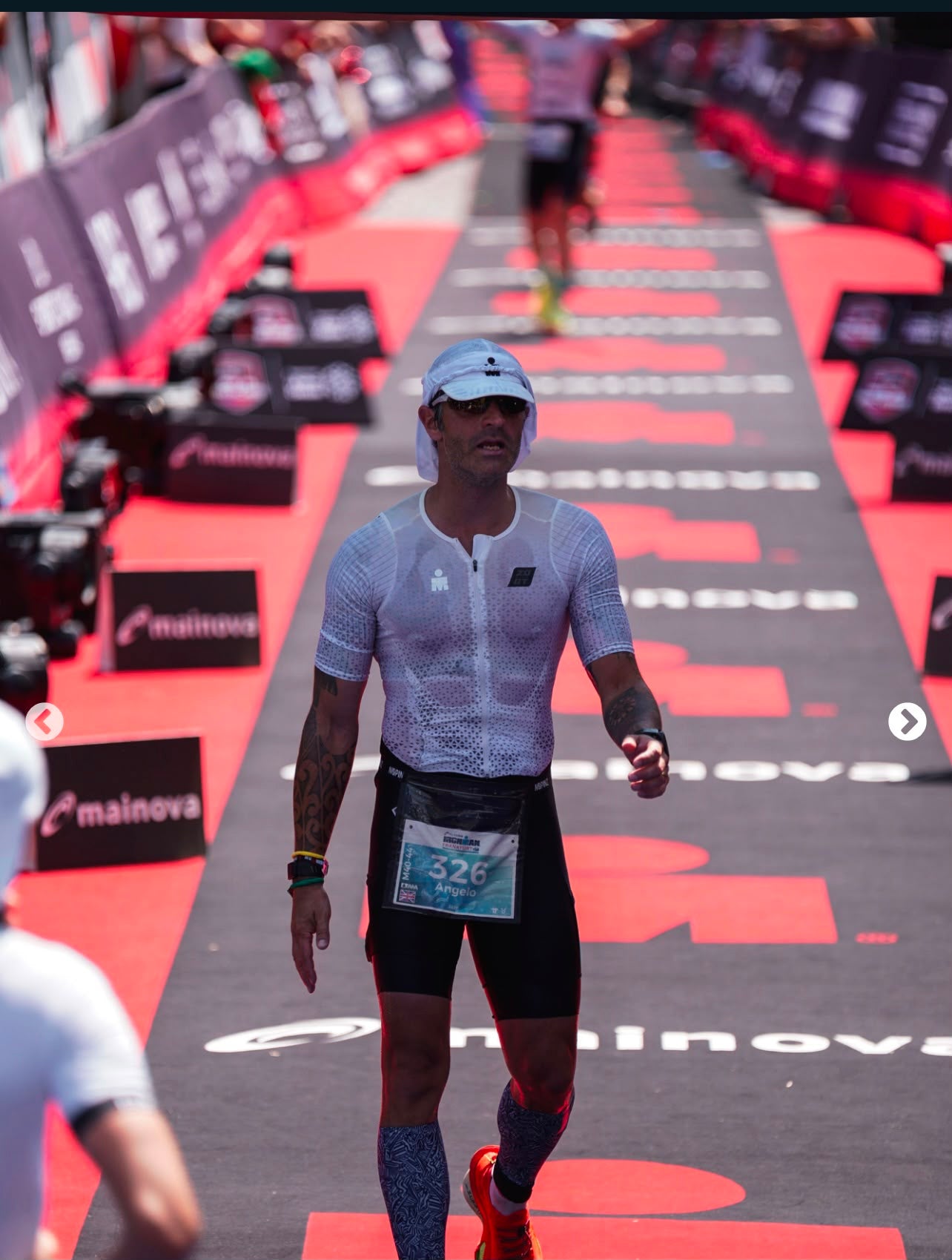 Angelo Ghisletta completing an Ironman triathlon